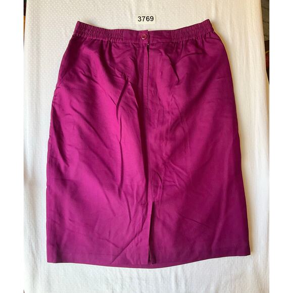 David Hollis Women Silk Pencil Skirt size 10 US Knee Length Solid Purple - Picture 7 of 7